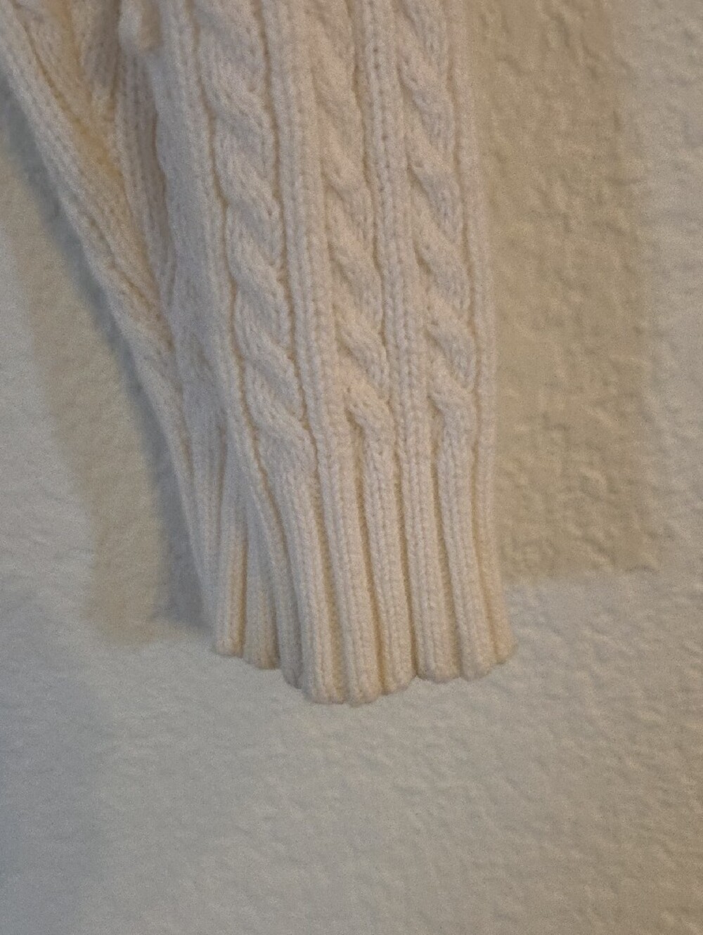 White Cable Knit Button-Front Collared Cardigan - Picture 6 of 7